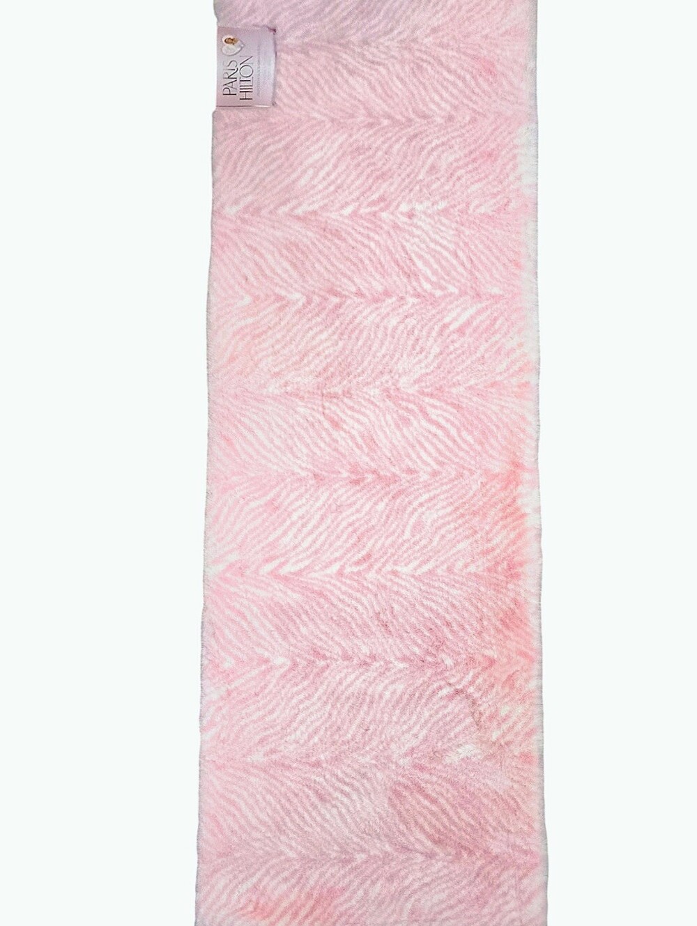 Paris Hilton Plush Pink & White Print Faux Rabbit Fur Accent Rug
